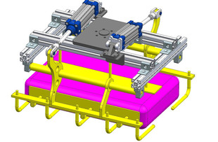 气缸驱动抓手码垛夹爪机械手末端执行器3D模型图纸Solidworks设计