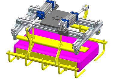 气缸驱动抓手码垛夹爪机械手末端执行器3D模型图纸Solidworks设计