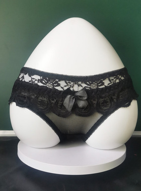日系夏季薄款性感蕾丝网纱黑色透明诱惑内裤女生低腰三角裤头