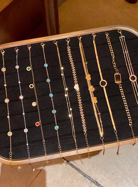 欧美跨境爆款玫瑰金不掉色钛钢手链女轻奢小众高级感爱心手环