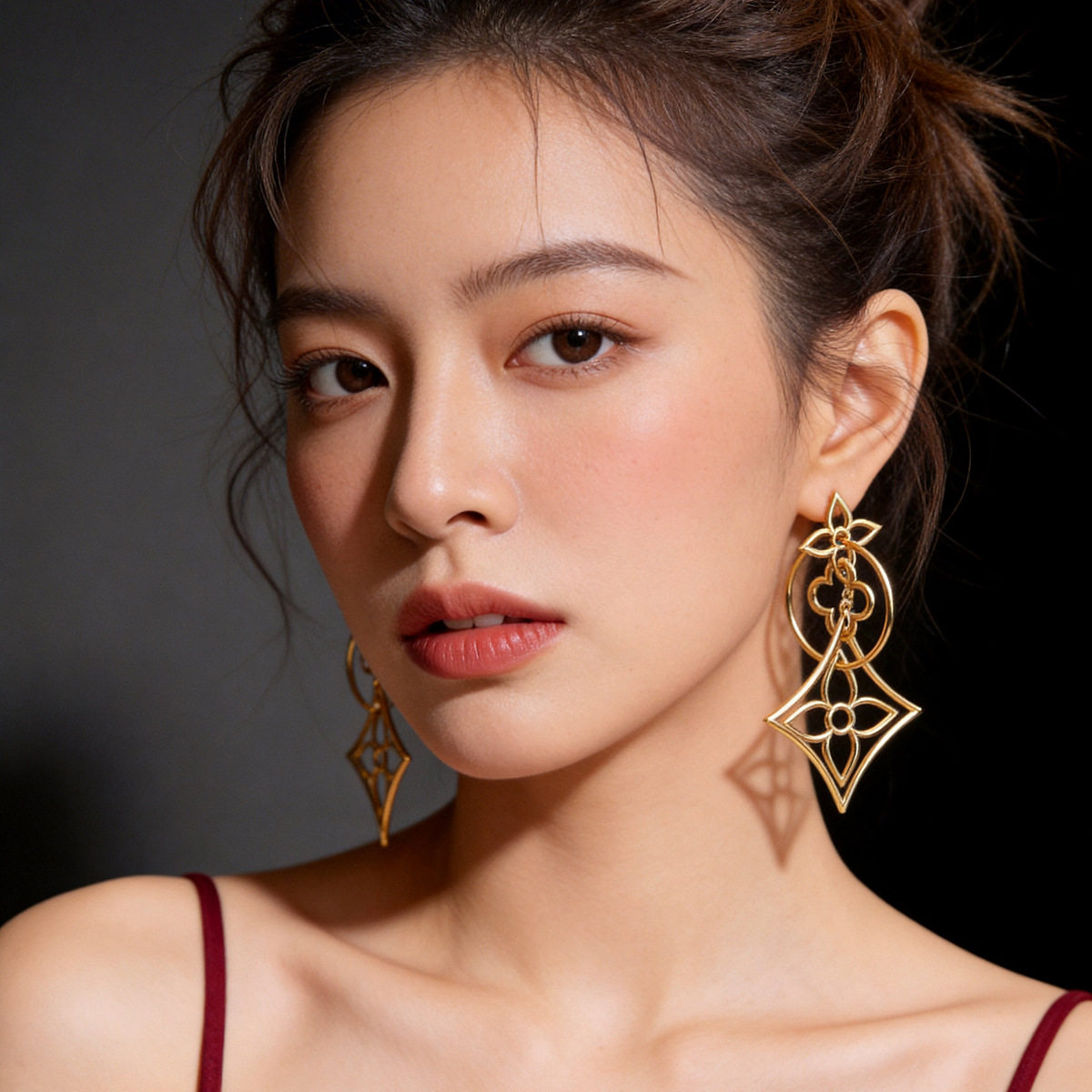 跨境轻奢高级感夸张气质耳坠四叶草几何菱形镂空蚊香盘耳环耳饰品