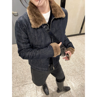 忧郁的米老虎/复古人造毛领原牛夹克薄棉服外套女冬加厚保暖上衣