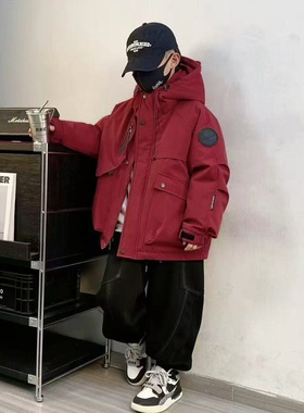 男童冬季连帽加厚羽绒服中大童保暖外套上衣韩版8858