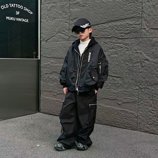 嘟妈童装 加棉加厚连帽拉链外套青少年冬天夹克6075 2025男童冬季