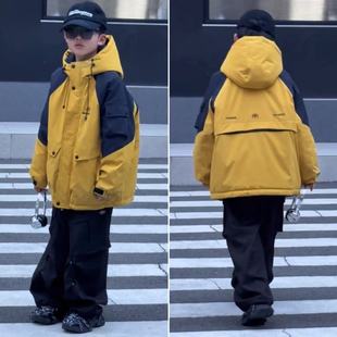 2025青少年冬天加厚连帽外套儿童加棉冲锋衣棉服8003