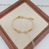 手工编织8股米黄色开口可穿珠手绳DIY可串黄金手链女原创简约百搭