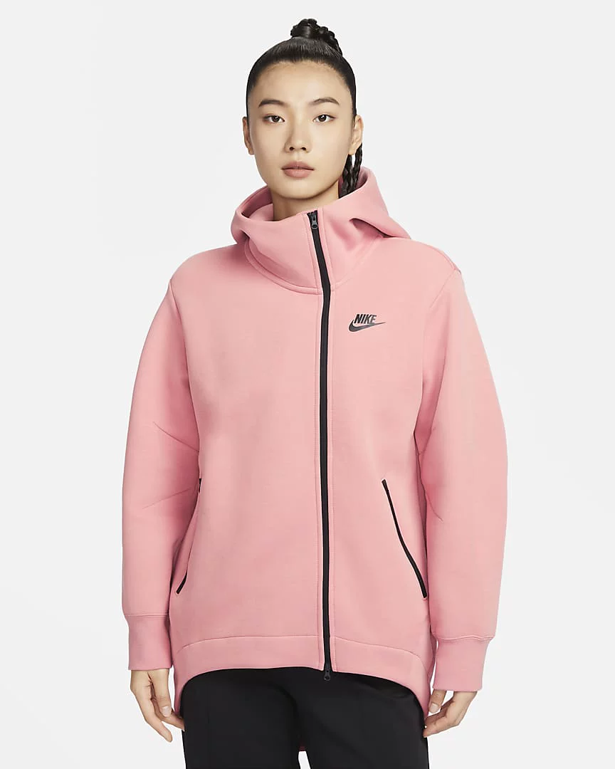 Nike Tech Fleece женская куртка с диагональной молнией свободного кроя с капюшоном FB8244-010/110/276/618