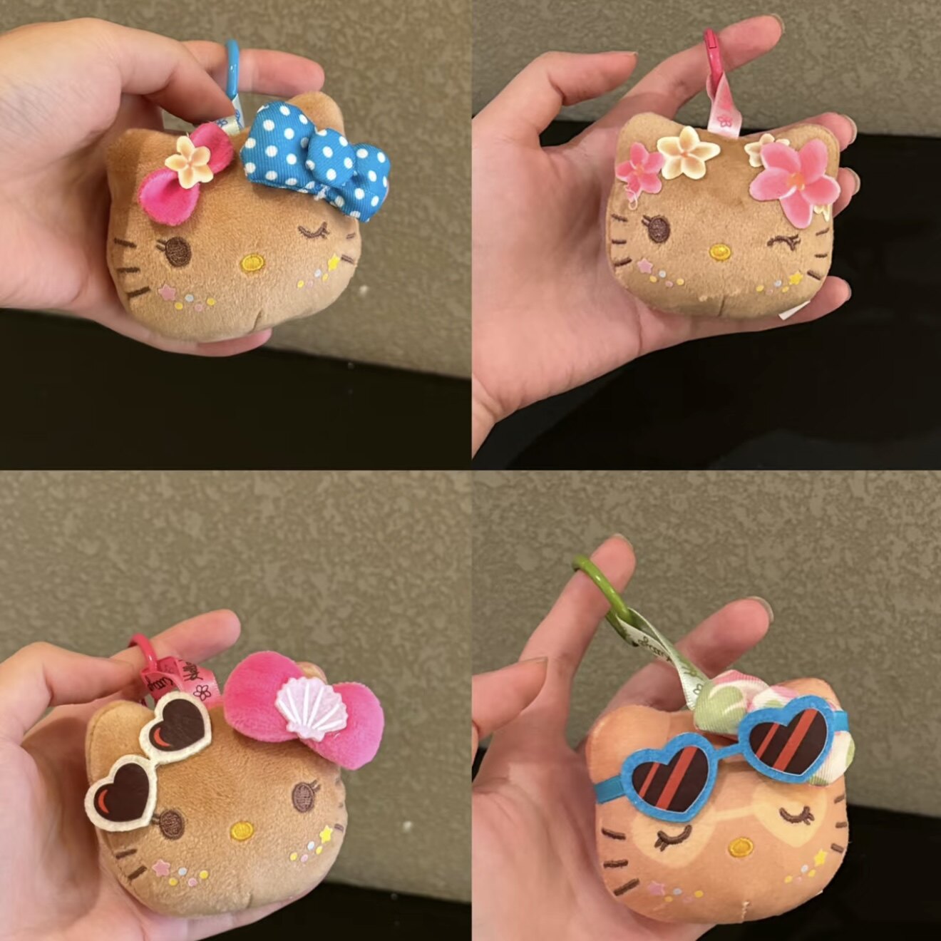 手作黑皮KT脑袋包包挂件毛绒玩偶挂饰少女风钥匙扣布艺玩具配饰