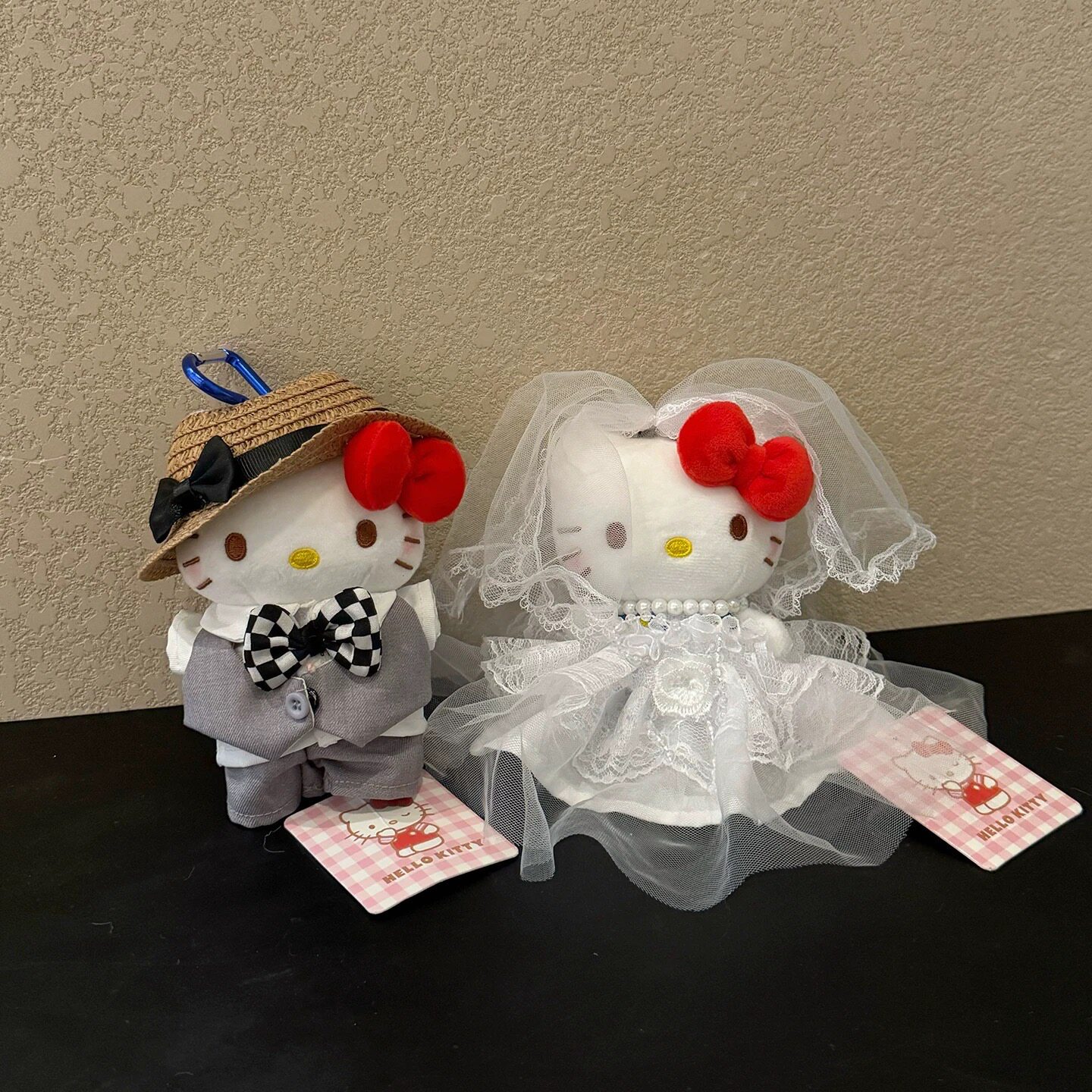 正版西装婚纱情人节kitty包包挂件挂饰毛绒玩偶新婚情侣摆件礼物