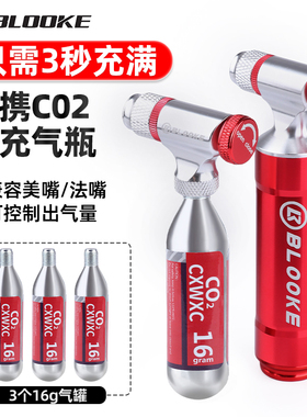 步洛克BLOOKE山地公路自行车快速充气瓶气罐便携车胎补气CO2气嘴