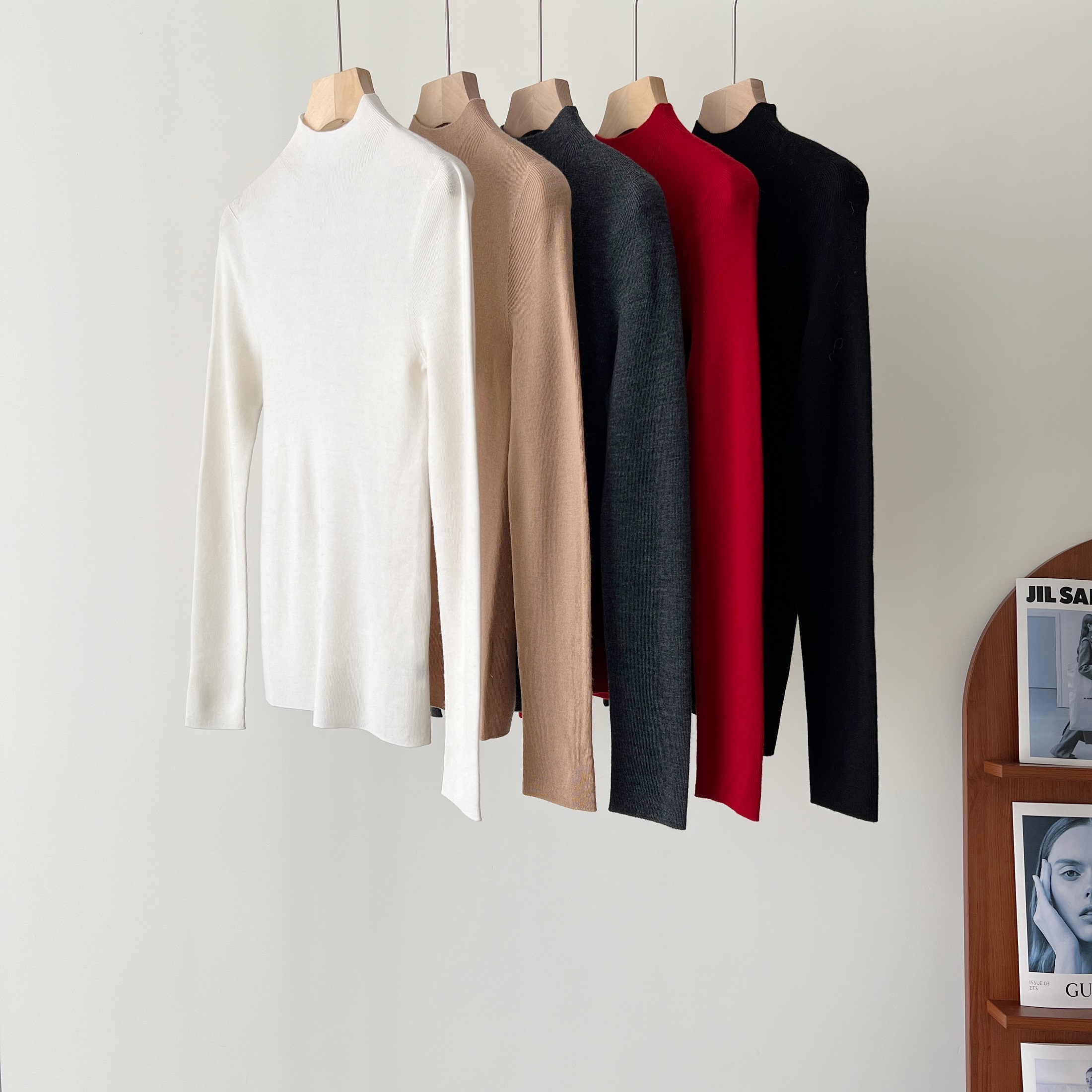 羊绒衫半高领针织衫无缝一体修身