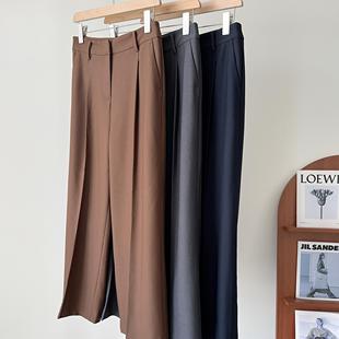 休闲拖地长裤 王炸神裤 高腰通勤直筒西裤 羊毛醋酸混纺 女 意大利M