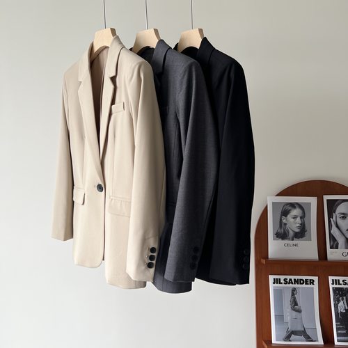 Th长袖立体裁剪西装短外套羊毛