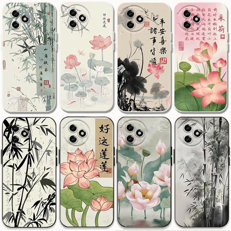 适用荣耀play8tpro手机壳情侣honor荷花中国风play8t pro硅胶保护套竹子新中式LLY-AN00新款全包防摔国潮男女