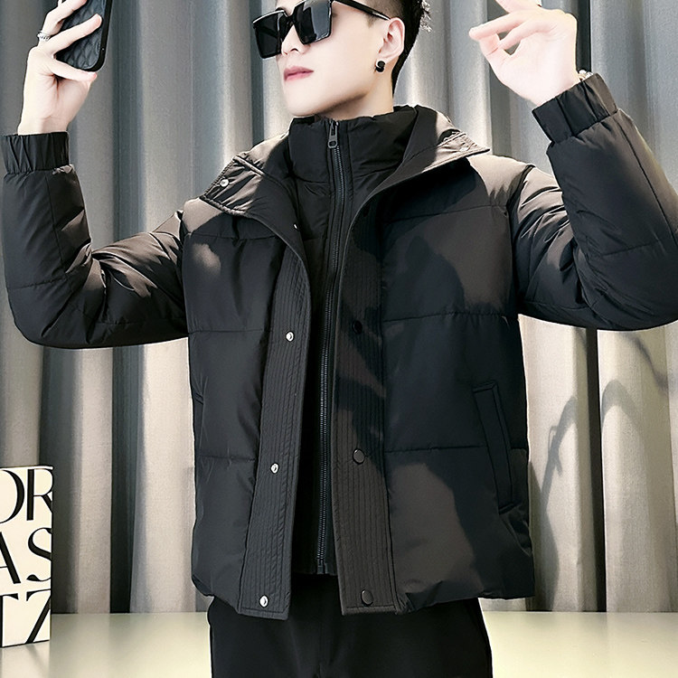 高级感外套男冬季潮牌痞帅假两件羽绒棉服2025新款爆款男士棉袄子