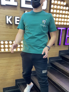 新款 男高品质潮牌印花纯棉圆领短袖 潮流简约时尚 半袖 T恤 修身 夏季