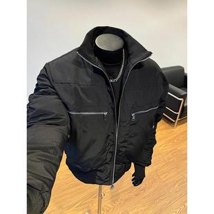 美式cleanfit短款夹克棉服男款冬季弯刀哈灵顿外套潮牌高级感棉衣