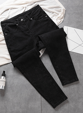 春秋新款网红小伙黑灰色九分牛仔裤男弹力修身韩版休闲痞帅小脚裤