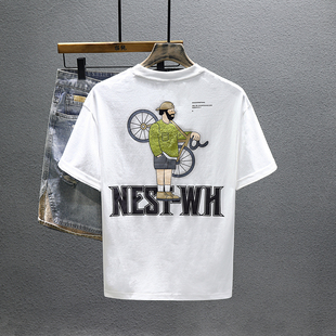 圆领印花卡通青少年半袖 夏季 t恤男ins宽松大码 纯棉短袖 体恤潮 新款