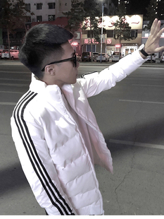 冬季精神小伙三杠棉衣外套男士潮流潮牌加厚立领网红情侣同款棉服