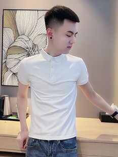 t恤男装 2025新款 修身 夏季 百搭潮牌ins带领体恤上衣 纯棉POLO衫 短袖