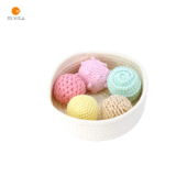 蒙生蒙台梭利 6个月以上手抓球套装 手工编织五种不同纹路小球