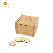 圆木片 榉木储蓄盒 蒙生蒙台梭利NIDO 手眼协调教具