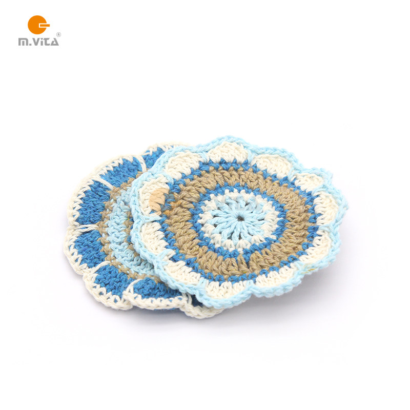 蒙氏教具蒙生蒙台梭利早教益智日常生活教具拼色钩针杯垫深蓝边