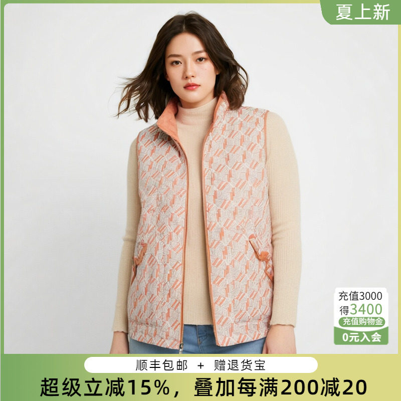 胖太太马夹立领拉链装饰宽松