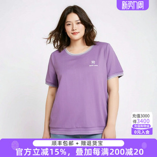 女装 纯色圆领休闲短款 夏季 时尚 薄T恤潮424221410 新款 胖太太大码