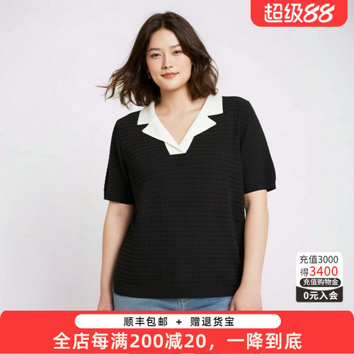 胖太太针织衫薄知性宽松西服领