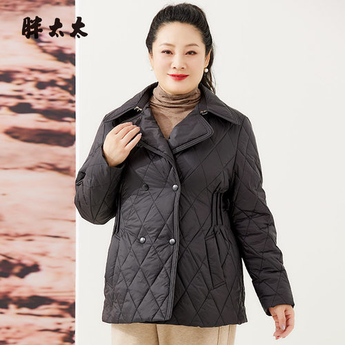 胖太太羽绒服西服领韩版