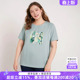 抽象图案上衣短袖 胖太太大码 新品 夏装 T恤宽松舒适潮324224010 女装