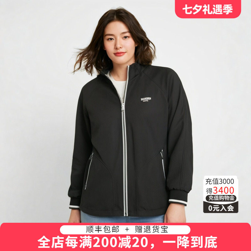 胖太太外套连帽拉链宽松休闲