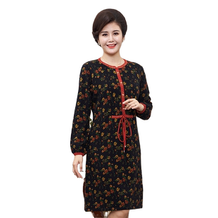 胖太太加大码女装秋冬季新款中长款毛衣抽绳收腰连衣裙619303040