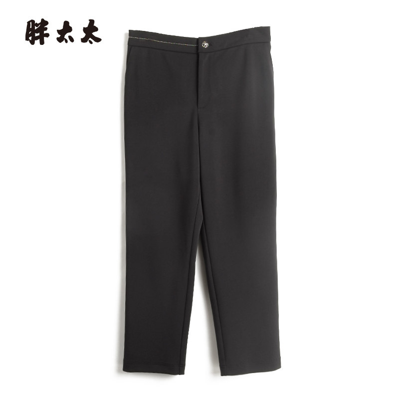 胖太太大码女装秋冬新款黑色弹力直筒西裤宽松通勤舒适324309820