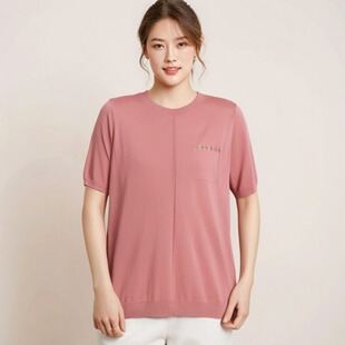 胖太太大码女装女士夏装新品圆领短袖打底短袖T恤针织衫621113310