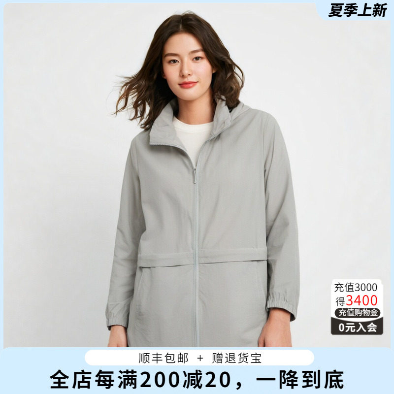 胖太太大码女装春装新款连帽灰色宽松拉链风衣外套时尚324206311
