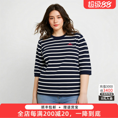 胖太太圆领七分袖针织衫圆领