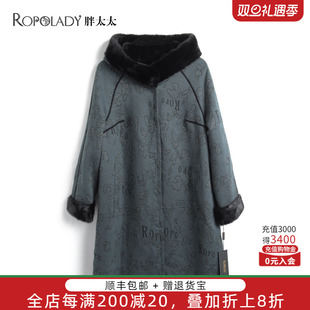 新款 冬季 水貂毛领复古外套中长皮毛一体921411210 女装 胖太太大码