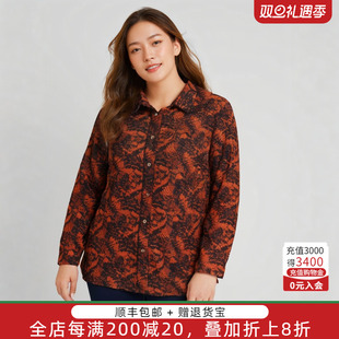 新品 碎花图案翻领长袖 短款 胖太太大码 衬衫 秋季 时尚 824305710 女装