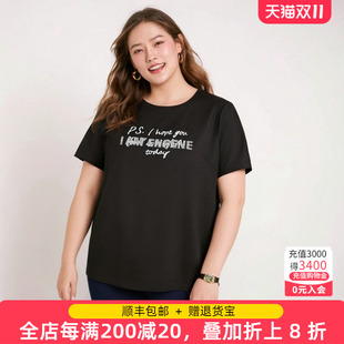 字母图案上衣短袖 胖太太大码 新品 夏装 T恤宽松舒适潮724210810 女装