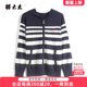 胖mm拉链大码 开衫 好看显年轻625301110 条纹针织衫 胖太太早秋新品