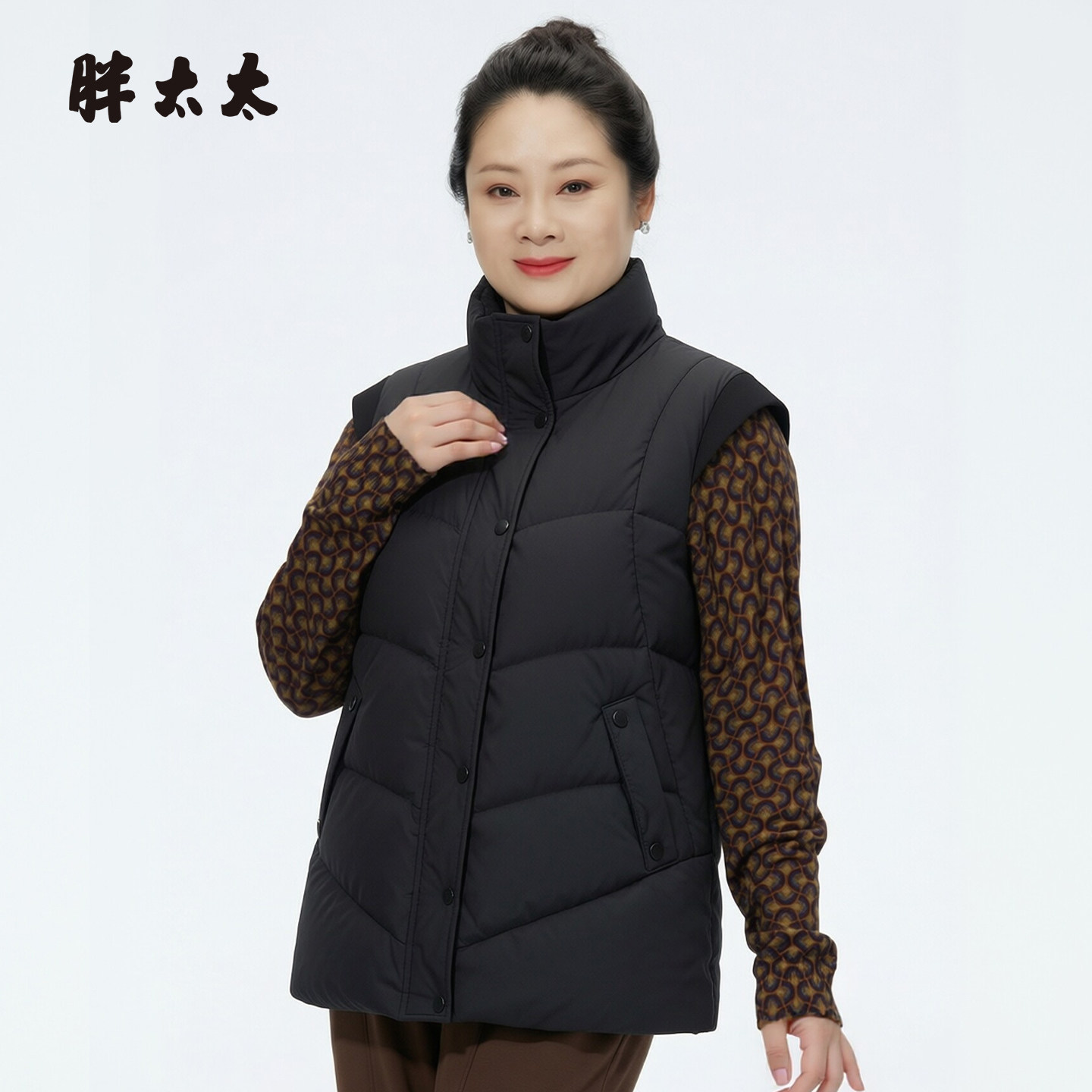 胖太太冬季新品羽绒服马甲上衣