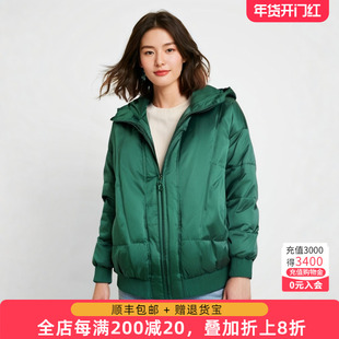 胖太太大码女装潮流冬新品纯色连帽轻薄夹克短款鹅绒服321401311