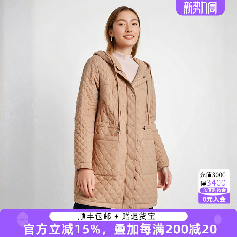 胖太太大码女装冬季新品显瘦纳格连帽棉服中长保暖外套823401310