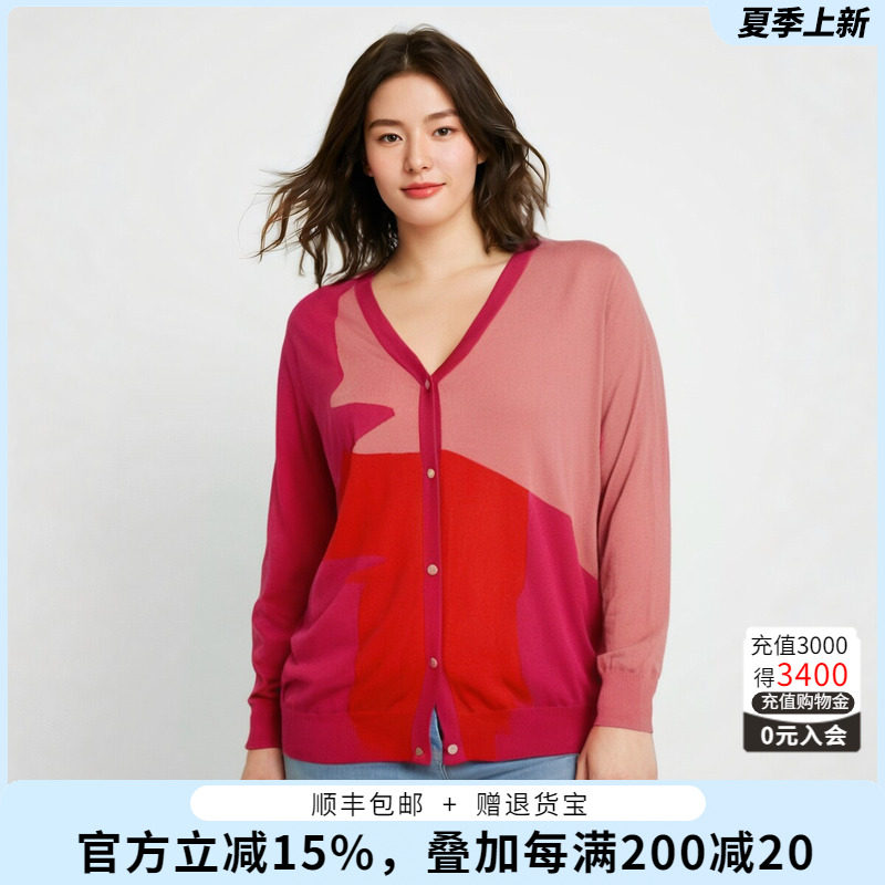 胖太太羊毛衫开衫适中休闲直筒
