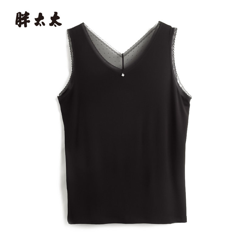 胖太太加大码女装春夏新品V领蕾丝背心宽松显瘦时尚潮425214010