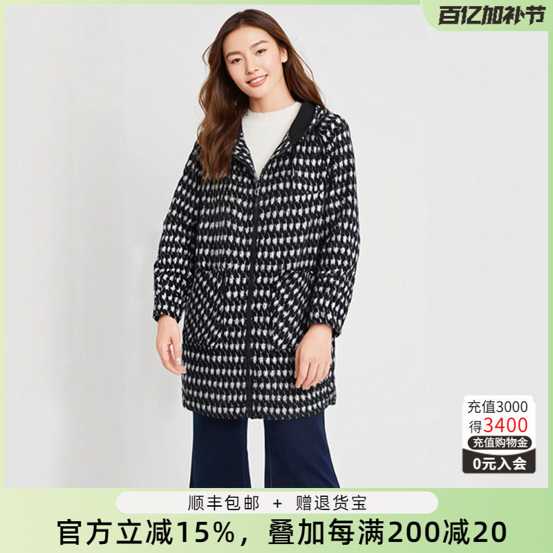 胖太太大码女装春装新品时尚黑白格外套宽松中年妈妈潮822213211