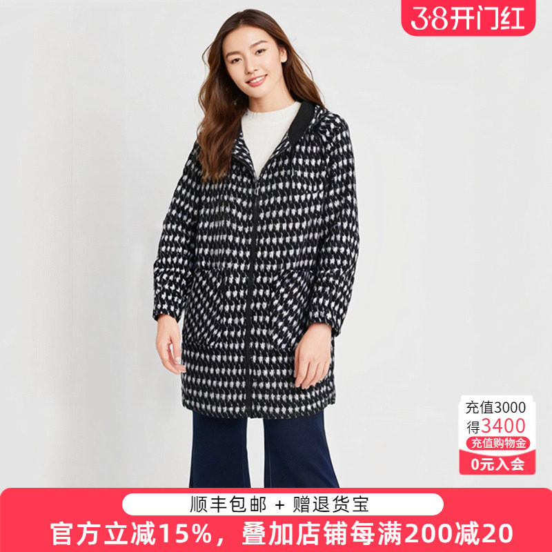 胖太太大码女装春装新品时尚黑白格外套宽松中年妈妈潮822213211